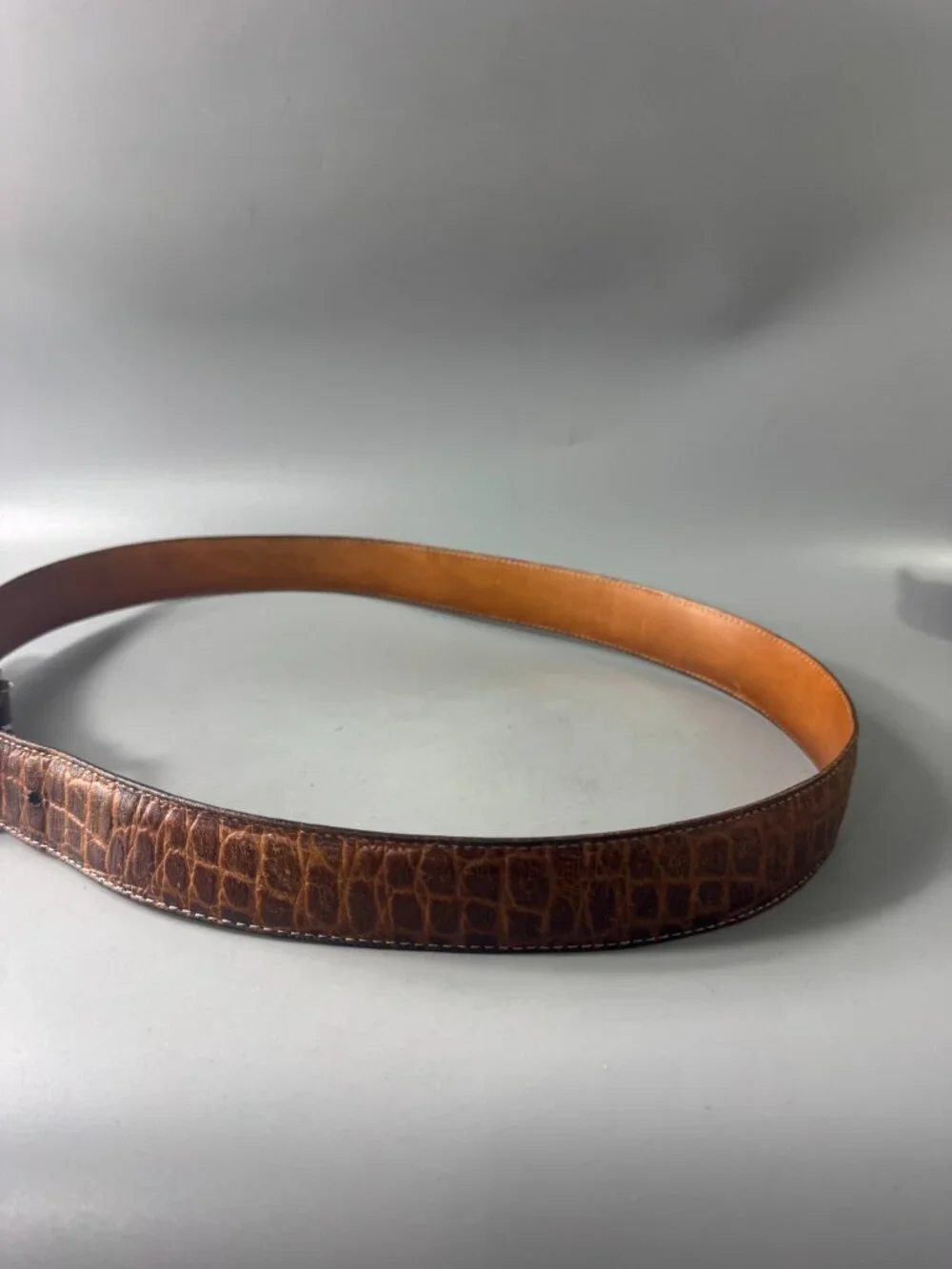 Authenitc Martin Dingman Crocodile Grain Italian Calfskin Men's Belt, Size 95/38